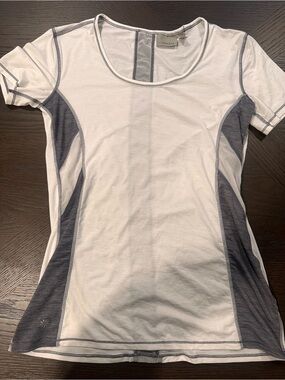 Athleta White Tee with Gray Side Panels